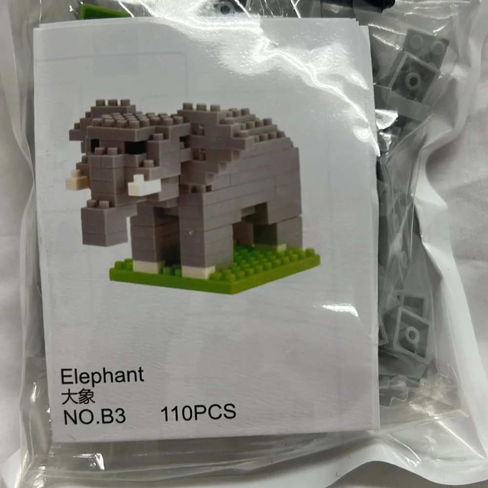 Flamingo and elephant mini building block set